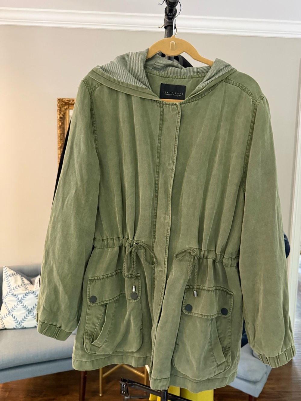 Sanctuary Green Hooded Drawstring Utility Jacket